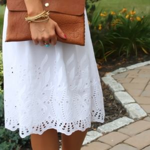 Ann Taylor Pleated Eyelet Skirt